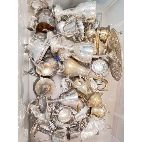 698F - A selection of silver plate goblets etc.