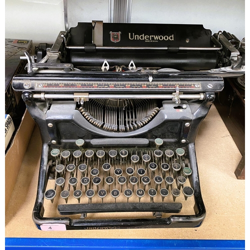 4 - A large Japanned metal typewriter by Underwood