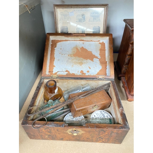 7 - A marquetry inlaid box; a metronome; other collectables; etc.