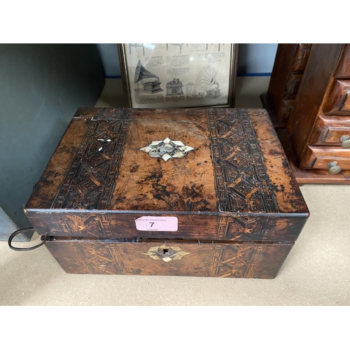 7 - A marquetry inlaid box; a metronome; other collectables; etc.