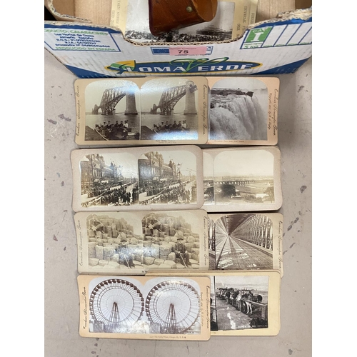 75 - STEREOSCOPIC SLIDES - A collection of 70 slides with viewer c. 1900