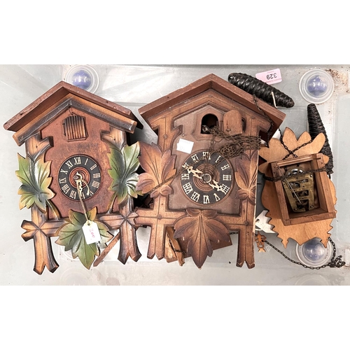 329 - Three small Black Forest cuckoo clocks