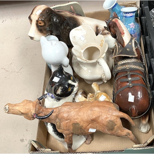 54 - A selection of china, ceramic animals, glassware etc.