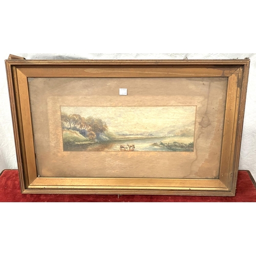 6A - Two late 19th century watercolours, a landscape, a seascape and a similar picture 