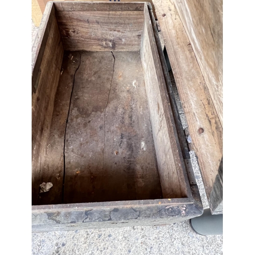 992 - A stained camphor wood tool chest and a child's chair