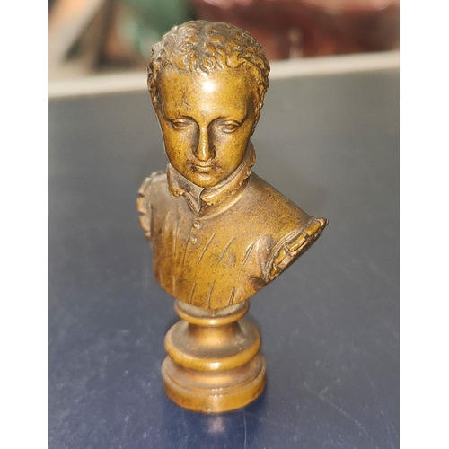 37 - F. Barbedienne - A fine quality bronze desk weight in the form of young male bust signed to back F. ... 