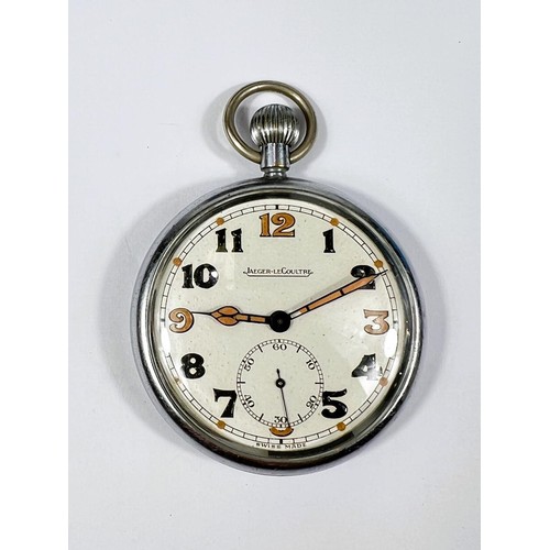 A Jaeger Le Coultre vintage military pocket watch with cathedral