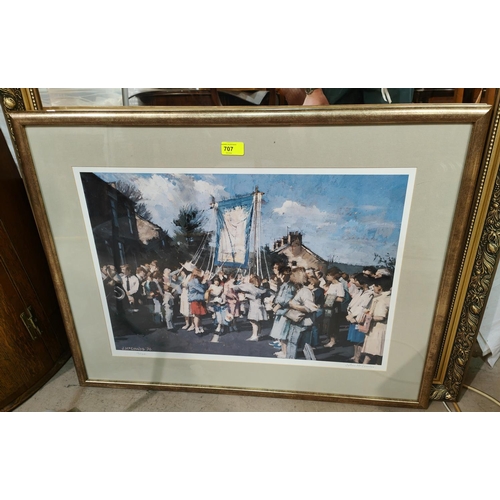 752 - J. McCoombs  Parade in Northern Village, artist signed print, framed and glazed