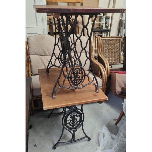 817 - Two cast iron Singer sewing machine based pub tables