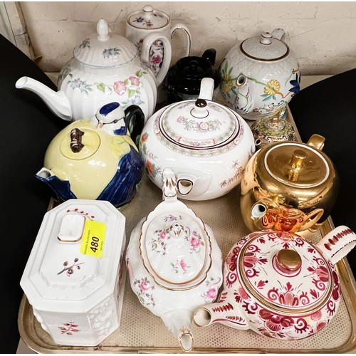 519 - A Royal Worcester tea caddy Lynbrook; a collection of 10 teapots:  Royal Worcester; Wedgwood; H... 