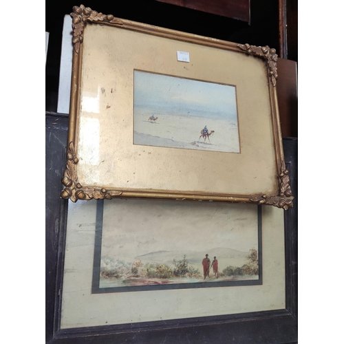 750 - 2 19th century soldiers and a drummer boy, watercolours, unsigned 35 x 25cm framed and glazed and 2 ... 