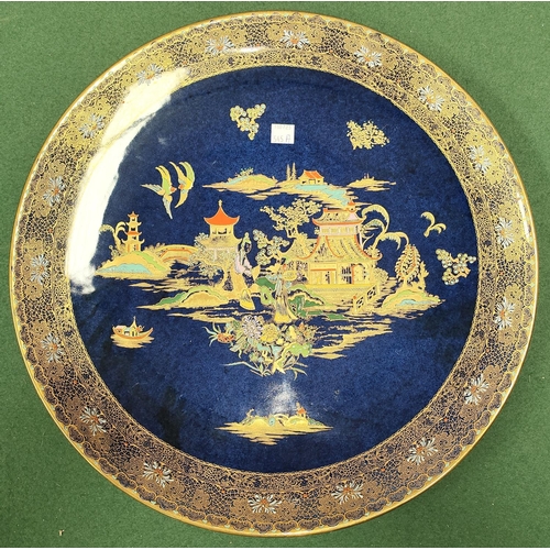 527 - A Carltonware large circular plaque with chinoiserie decoration, diameter 39cm