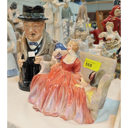 577 - A Royal Doulton group:  Sweet & Twenty HN 1298; a Royal Doulton Toby jug: Sir Winston Churc... 