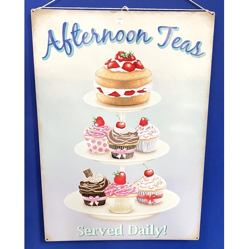 112 - A large antique effect enamel advertising sign:  Afternoon Tea, height 70cm