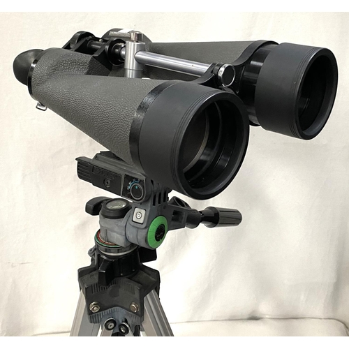 119 - A large pair of binoculars:  Swift Satellite 80x 20, on tripod stand