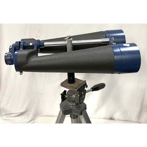 120 - A large pair of binoculars:  Swift Observation, 80 x 20, on tripod stand