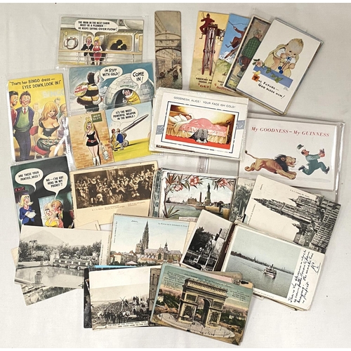 139 - GUINNESS POSTCARDS, set B, 6 cards, various cartoon cards etc; a selection of overseas postcards