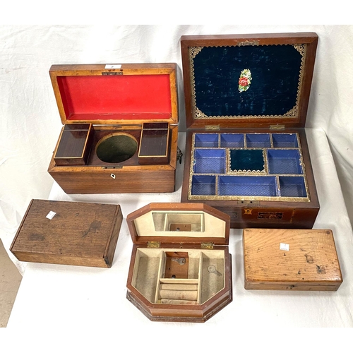 2 - A 19th century mahogany work/jewellery box with Tunbridge inlay; a 19th century mahogany sarcophagus... 
