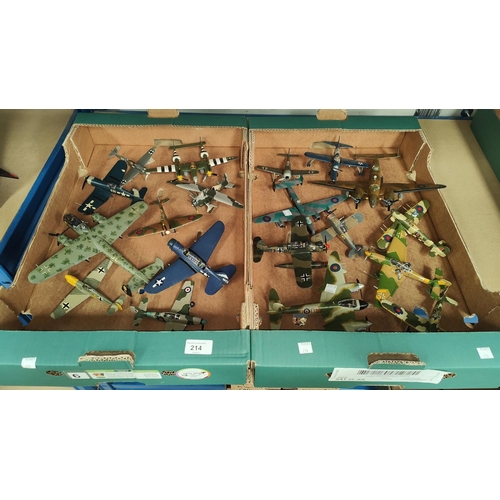 214 - A good selection of kit built and painted plastic military aeroplanes