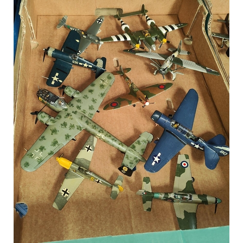 214 - A good selection of kit built and painted plastic military aeroplanes