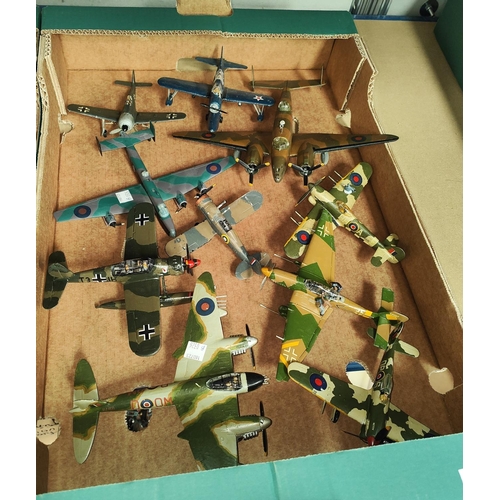 214 - A good selection of kit built and painted plastic military aeroplanes