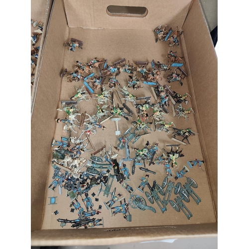 217 - A large collection of painted plastic military table top miniatures, Napoleonic's, 1:72 20mm scale, ... 