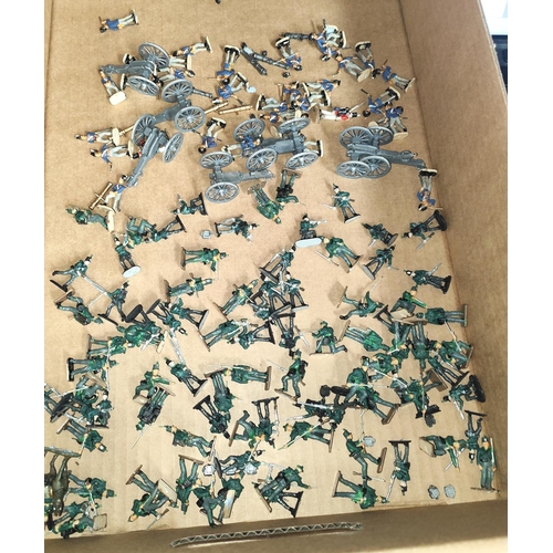218 - A large collection of painted plastic military table top miniatures, Napoleonic's and Waterloo, 1:72... 