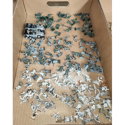 219 - A large collection of painted plastic military table top miniatures, World War II, 1:72 20mm scale, ... 