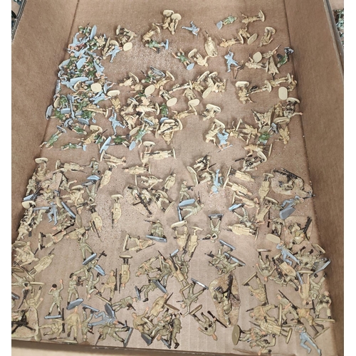 219 - A large collection of painted plastic military table top miniatures, World War II, 1:72 20mm scale, ... 