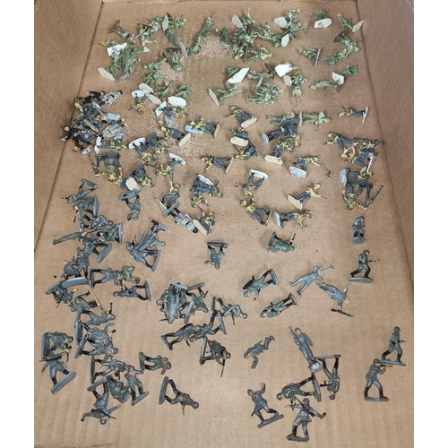 219 - A large collection of painted plastic military table top miniatures, World War II, 1:72 20mm scale, ... 