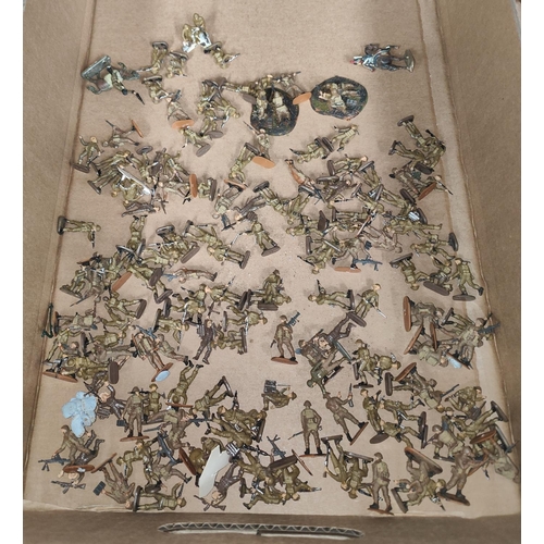 221 - A large collection of painted plastic military table top miniatures, WWII, 1:72 20mm scale, includin... 