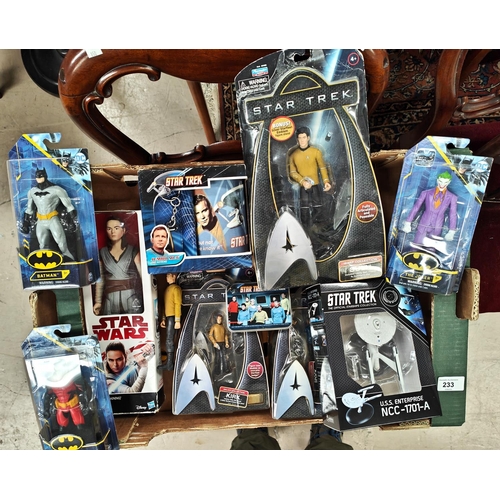 233 - A selection of mainly boxed Star Trek, Batman and other toys and figures etc a large collection of s... 