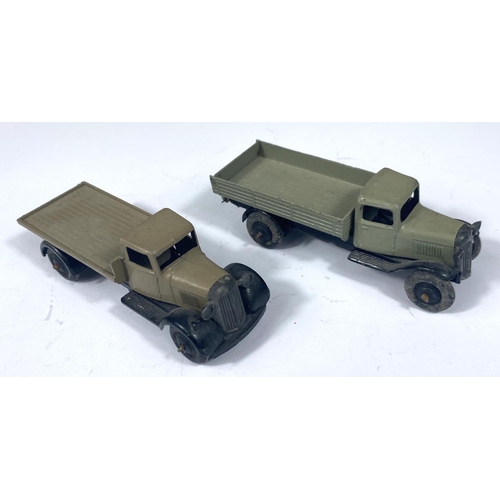 356 - DINKY TOYS: 25A in grey, 25C in grey and a Dinky Super toys 512 Guy flat truck in blue