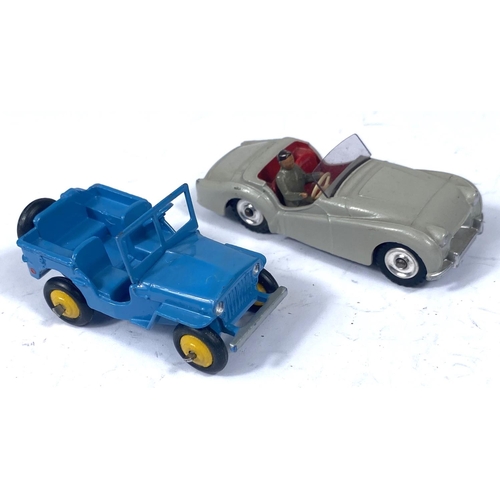 362 - DINKY TOYS: 25J Jeep light blue body with yellow hubcaps; 105 Triumph TR2 grey body red interior and... 