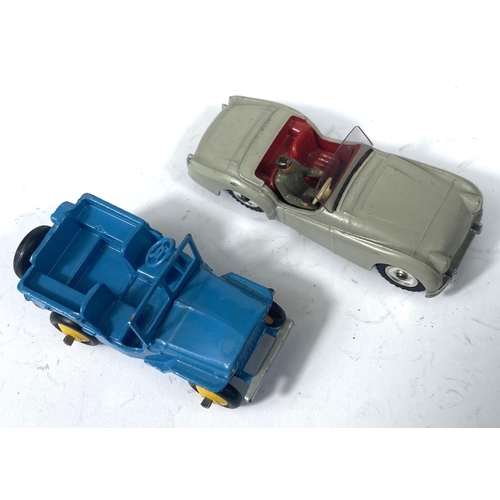 362 - DINKY TOYS: 25J Jeep light blue body with yellow hubcaps; 105 Triumph TR2 grey body red interior and... 