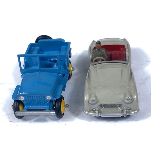 362 - DINKY TOYS: 25J Jeep light blue body with yellow hubcaps; 105 Triumph TR2 grey body red interior and... 