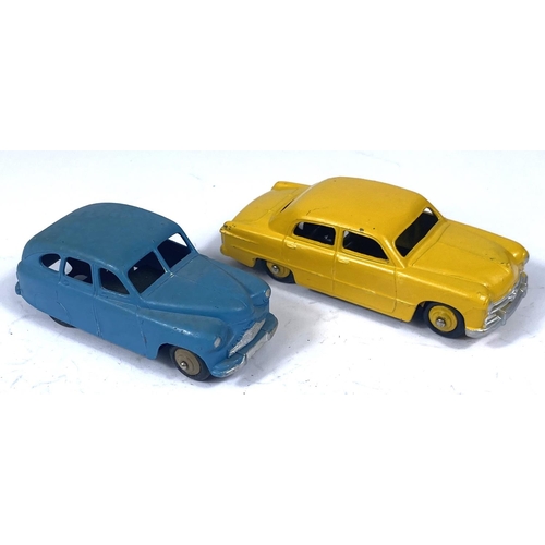 363 - DINKY TOYS: 139A Ford Sedan in yellow with yellow hubcaps with mottled base; 153 Vanguard Saloon blu... 