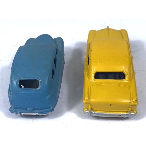 363 - DINKY TOYS: 139A Ford Sedan in yellow with yellow hubcaps with mottled base; 153 Vanguard Saloon blu... 