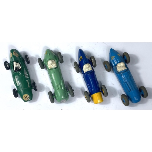 364 - DINKY TOYS: 230 Talbot Lago blue body grey wheels, 234 Ferrari yellow blue body and grey wheels, 235... 