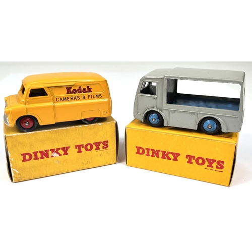 370 - DINKY TOYS: 480 Bedford 10-CWT van 'Kodak' in original box; 491 Electric Dairy Van (N.C.B) 'Express ... 