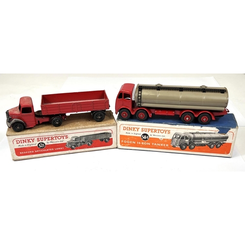 372 - DINKY SUPERTOYS: 504 Foden 14-Ton Tanker in grey and red in original box; 521 Bedford Articulated Lo... 