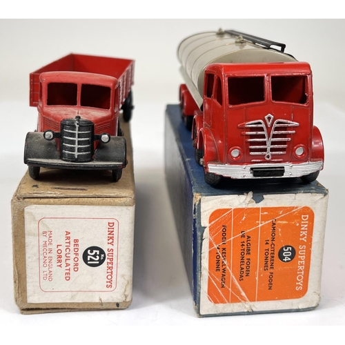 372 - DINKY SUPERTOYS: 504 Foden 14-Ton Tanker in grey and red in original box; 521 Bedford Articulated Lo... 