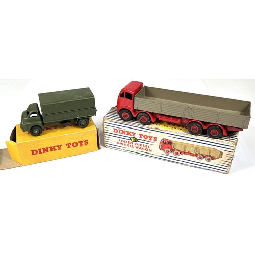 376 - DINKY TOYS: 901 Foden Diesel 8-Wheel Wagon in red and grey with box and a 621 3-Ton Army Wagon in or... 