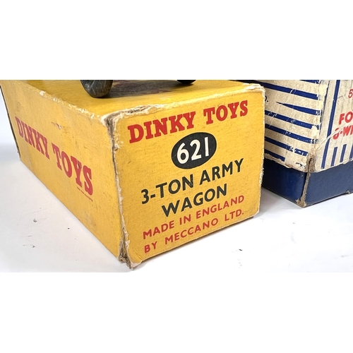 376 - DINKY TOYS: 901 Foden Diesel 8-Wheel Wagon in red and grey with box and a 621 3-Ton Army Wagon in or... 