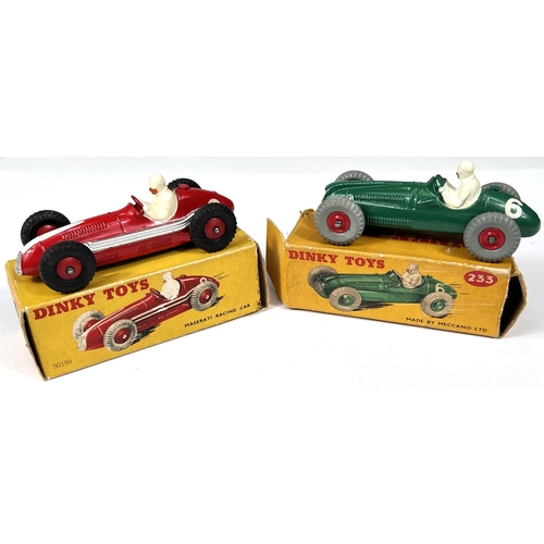 378 - DINKY TOYS: 23N Maserati Racing Car in red with black tires and red hubcaps in box; 233 Cooper-Brist... 