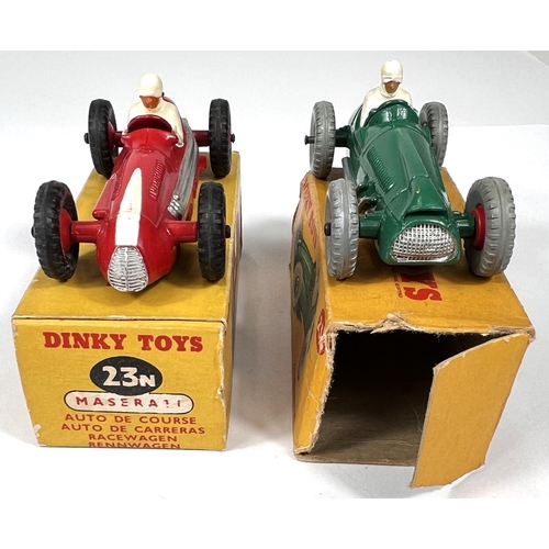 378 - DINKY TOYS: 23N Maserati Racing Car in red with black tires and red hubcaps in box; 233 Cooper-Brist... 