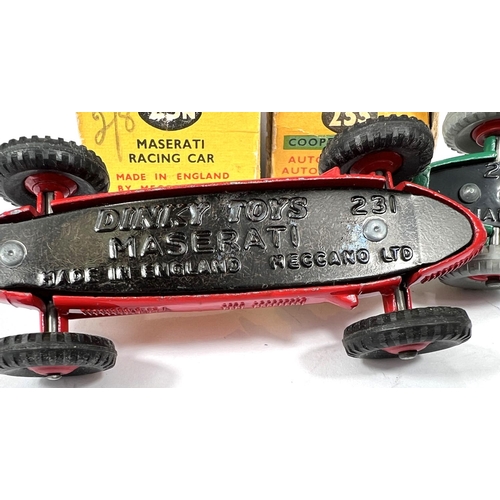 378 - DINKY TOYS: 23N Maserati Racing Car in red with black tires and red hubcaps in box; 233 Cooper-Brist... 