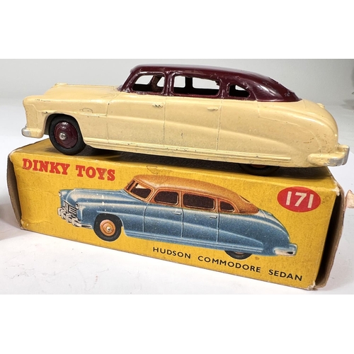 379 - DINKY TOYS: 171 Hudson Commodore Sedan two tone in maroon and tan in box (a.f flap missing bit faded... 