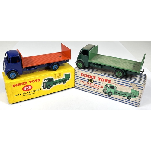 382 - DINKY TOYS: 433 Guy Flat Truck with Tailboard in blue and orange with light blue hubcaps slipcase bo... 