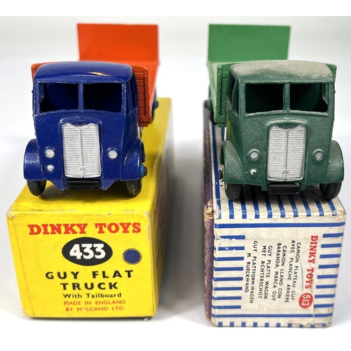 382 - DINKY TOYS: 433 Guy Flat Truck with Tailboard in blue and orange with light blue hubcaps slipcase bo... 